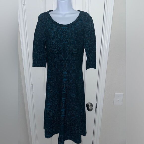 Peruvian Connection turquoise midi sweater dress size small - Picture 1 of 4